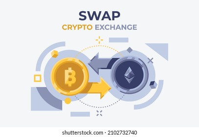 Cryptocurrency Bitcoin Token Swap Exchange vector art illustration