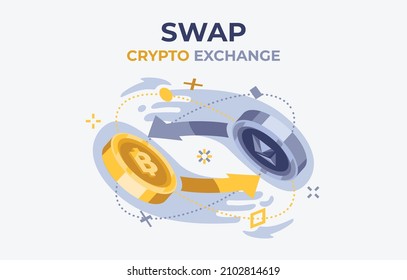 Cryptocurrency Bitcoin Token Swap Exchange vector art illustration