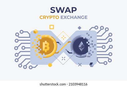 Cryptocurrency Bitcoin Token Swap Exchange vector art illustration