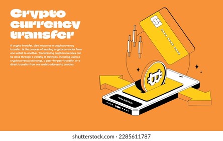 Transferencia de bitcoína de criptodivisa en estilo isométrico. Pago en línea con candelabro y tarjeta. Cripto a tarjeta. Vector