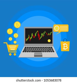 Cryptocurrency and blockchain, analysts and managers working on crypto start up.  vector illustration.