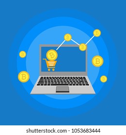 Cryptocurrency and blockchain, analysts and managers working on crypto start up.  vector illustration.