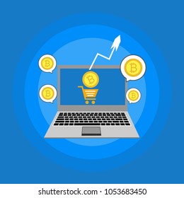Cryptocurrency and blockchain, analysts and managers working on crypto start up.  vector illustration.