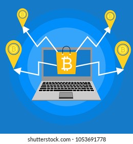Cryptocurrency and blockchain, analysts and managers working on crypto start up.  vector illustration.