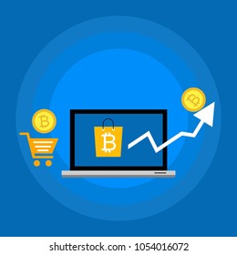 Cryptocurrency and blockchain, analysts and managers working on crypto start up.  vector illustration.