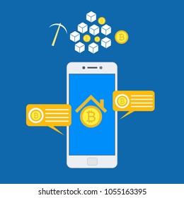 Cryptocurrency and blockchain, analysts and managers working on crypto start up.  vector illustration.