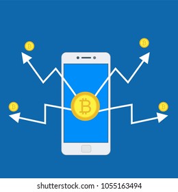 Cryptocurrency and blockchain, analysts and managers working on crypto start up.  vector illustration.