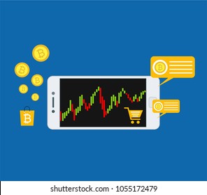 Cryptocurrency and blockchain, analysts and managers working on crypto start up.  vector illustration.