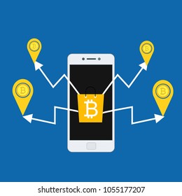 Cryptocurrency and blockchain, analysts and managers working on crypto start up.  vector illustration.