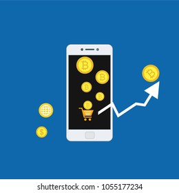 Cryptocurrency and blockchain, analysts and managers working on crypto start up.  vector illustration.