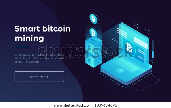 Cryptocurrency Blockchain Bitcoin Mining Farm Creating Stock Vector - 