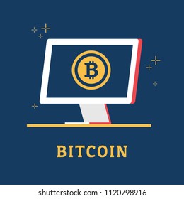 Cryptocurrency and blockchain, Bitcoin,Digital money market, Vector illustration concept.