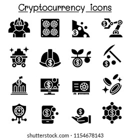 Cryptocurrency , Blockchain & ICO icon set