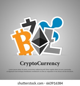 Cryptocurrency and blockchain infographic. Vector illustration.