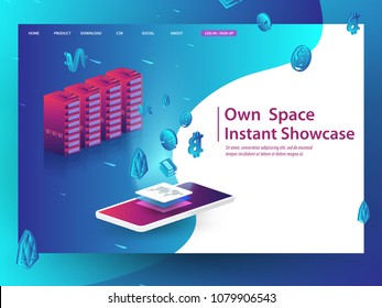 Cryptocurrency and blockchain isometric composition with Isometric phone, laptop. Smart object and smart technology design. 3d vector. analysts and managers working on blockchain start up.