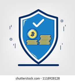 Cryptocurrency with blockchain network technology. Security bitcoin concept.