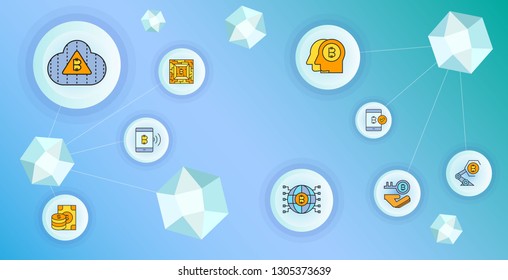 cryptocurrency and blockchain technology concept diagram vector