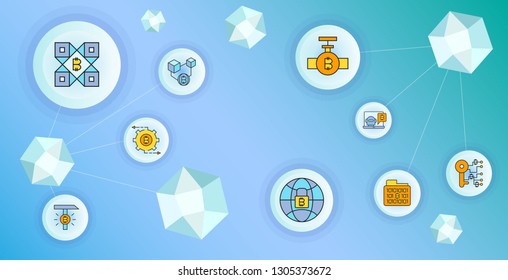 cryptocurrency and blockchain technology concept diagram vector