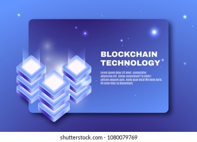 Cryptocurrency and blockchain technology isometric illustration. High technology of future. Concept of big data center, energy station, 3d server room rack