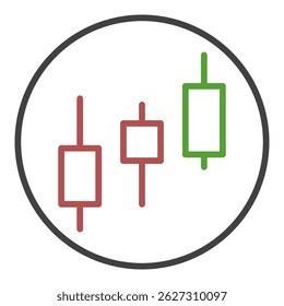 Cryptocurrency Candlestick Chart Investment and Trading vector concept thin line round icon or symbol