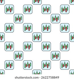 Cryptocurrency Candlestick chart vector concept buying crypto colored seamless pattern