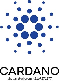 Cryptocurrency Cardano logo with black Draft B bold font