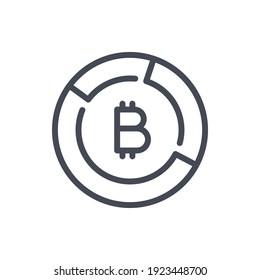 Cryptocurrency chart line icon. Bitcoin statistics and analytics vector outline sign.