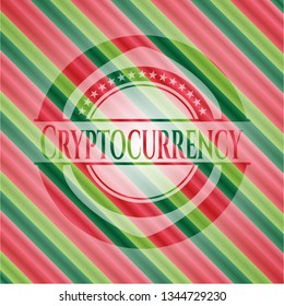 Cryptocurrency christmas badge background.