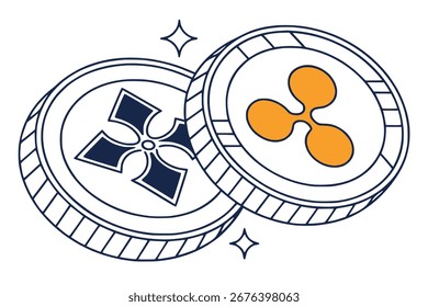 Criptomoeda moeda abstrata, limpo vetor de duas cores