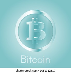 Cryptocurrency coin Bitcoin (BTC) with a realistic metal bright blue design. Background about electronic currency, business and finance. Vector EPS 10 Illustration.