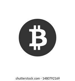 Cryptocurrency coin Bitcoin icon isolated. Bitcoin for internet money. Physical bit coin. Digital currency. Blockchain based secure crypto currency. Flat design. Vector Illustration