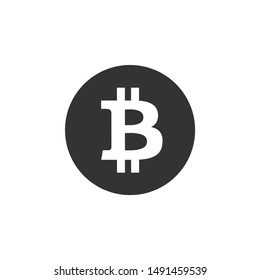 Cryptocurrency coin Bitcoin icon isolated. Bitcoin for internet money. Physical bit coin. Digital currency. Blockchain based secure crypto currency. Flat design. Vector Illustration
