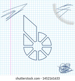 Cryptocurrency coin Bitshares BTS line sketch icon isolated on white background. Physical bit coin. Digital currency. Altcoin symbol. Blockchain based secure crypto currency. Vector Illustration