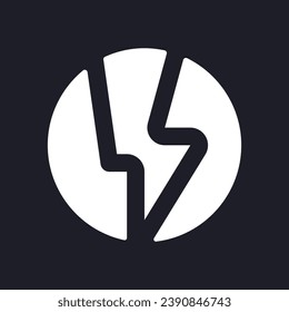 Icono de glifo ui en modo oscuro de moneda de criptodivisa. Tecnología Blockchain. Diseño de interfaz de usuario. Símbolo de silueta blanca en el espacio negro. Pictograma sólido para web, móvil. Ilustración aislada del vector