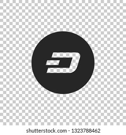 Cryptocurrency coin Dash icon isolated on transparent background. Physical bit coin. Digital currency. Altcoin symbol. Blockchain based secure crypto currency. Flat design. Vector Illustration