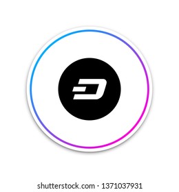 Cryptocurrency coin Dash icon isolated on white background. Physical bit coin. Digital currency. Altcoin symbol. Blockchain based secure crypto currency. Circle white button. Vector Illustration