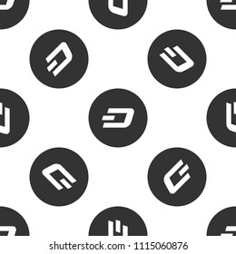 Cryptocurrency coin Dash icon seamless pattern on white background. Physical bit coin. Digital currency. Altcoin symbol. Blockchain based secure crypto currency. Flat design. Vector Illustration