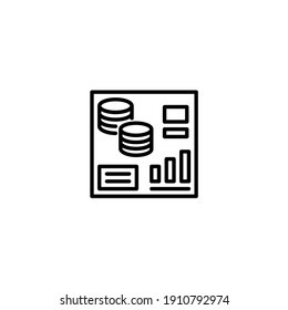 Cryptocurrency coin dashboard illustration icon with line style. Vector