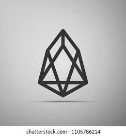 Cryptocurrency coin EOS icon isolated on grey background. Physical bit coin. Digital currency. Altcoin symbol. Blockchain based secure crypto currency. Flat design. Vector Illustration