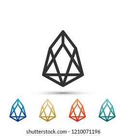 Cryptocurrency coin EOS icon isolated on white background. Physical bit coin. Digital currency. Altcoin symbol. Blockchain based secure crypto currency. Flat design. Vector Illustration