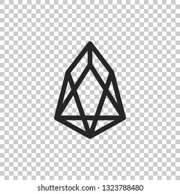 Cryptocurrency coin EOS icon isolated on transparent background. Physical bit coin. Digital currency. Altcoin symbol. Blockchain based secure crypto currency. Flat design. Vector Illustration