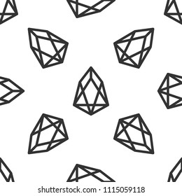 Cryptocurrency coin EOS icon seamless pattern on white background. Physical bit coin. Digital currency. Altcoin symbol. Blockchain based secure crypto currency. Flat design. Vector Illustration