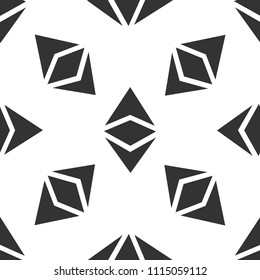 Cryptocurrency coin Ethereum classic ETC icon seamless pattern on white background. Physical bit coin. Digital currency. Altcoin symbol. Blockchain based secure cryptocurrency. Vector Illustration