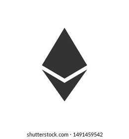 Cryptocurrency coin Ethereum ETH icon isolated. Physical bit coin. Digital currency. Altcoin symbol. Blockchain based secure crypto currency. Flat design. Vector Illustration