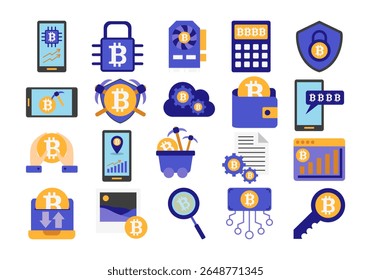 Conjunto de Elementos de Ícone de Moeda de Criptomoeda