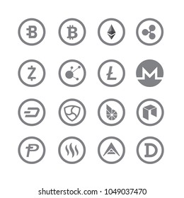 cryptocurrency coin icon set	
