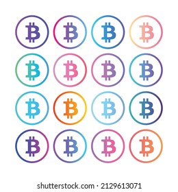 Cryptocurrency coin icons set. Bitcoin Cryptocurrency coin icons set. BTC coin symbol. Flat Vector illustration - Vector