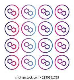 Cryptocurrency coin icons set. Polygon Cryptocurrency coin icons set. MATIC coin symbol. Flat Vector illustration - Vector