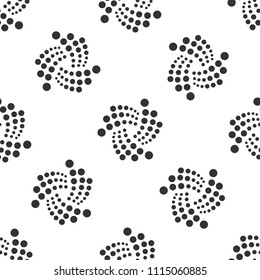 Cryptocurrency coin IOTA MIOTA icon seamless pattern on white background. Physical bit coin. Digital currency. Altcoin symbol. Blockchain based secure crypto currency. Flat design. Vector Illustration