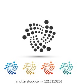 Cryptocurrency coin IOTA MIOTA icon isolated on white background. Physical bit coin. Digital currency. Altcoin symbol. Blockchain based secure crypto currency. Flat design. Vector Illustration
